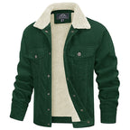 Men Corduroy Jacket Casual Vintage Button Up Coat-HighTouch