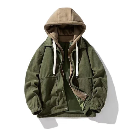 Unisex Oversized Corduroy Hoodie Jacket – Textured Winter Streetwear