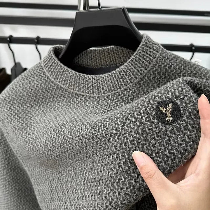 Embroidered Plush Sweater Men-HighTouch