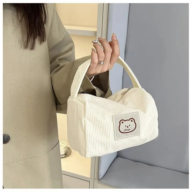 Large Capacity Makeup Bag for Women - Soft Plush Cosmetic Organizer