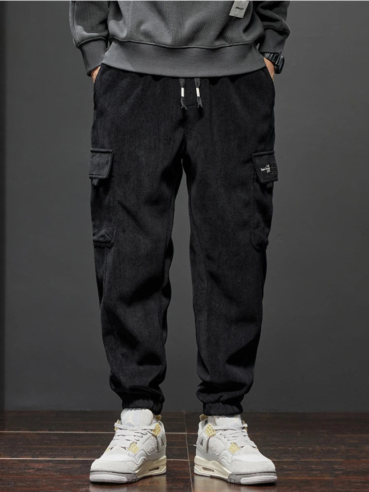 Men’s Elastic Waist Straight-Leg Casual Trousers-HighTouch