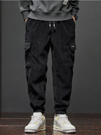 Men’s Elastic Waist Straight-Leg Casual Trousers-HighTouch