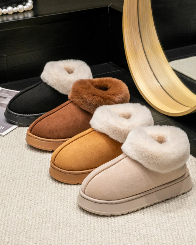 Faux-Fur Plush Slipper Boots Women – Warm Snow-Boot Home Indoor Anti-Slip