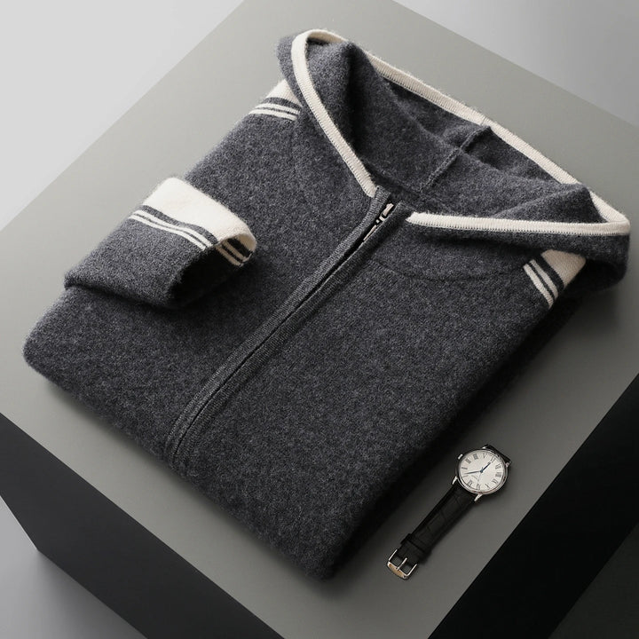 Men's Winter Merino Wool Knit Set Hooded Cardigan & Pants