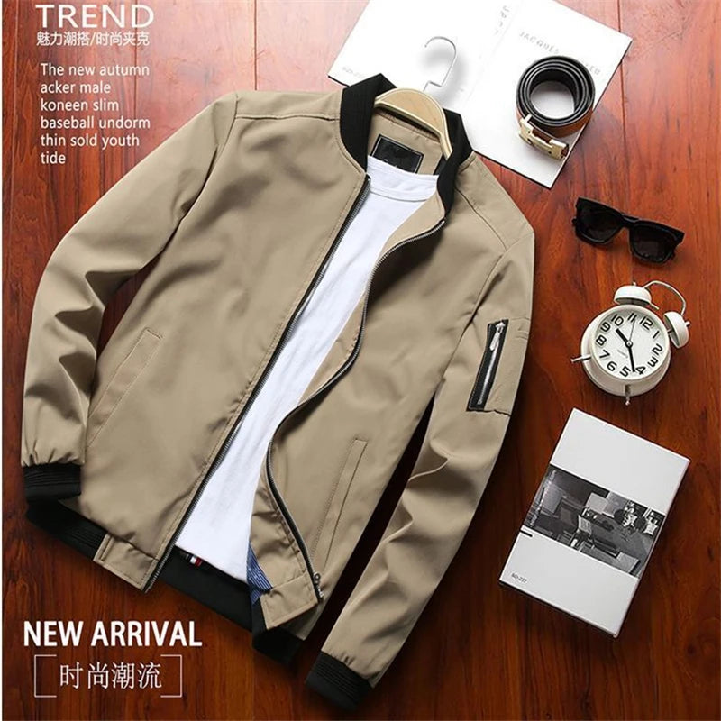 Lightweight Slim Fit Bomber Jacket for Men-HighTouch