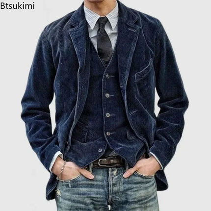Corduroy Shoulder-Pad Jacket Men