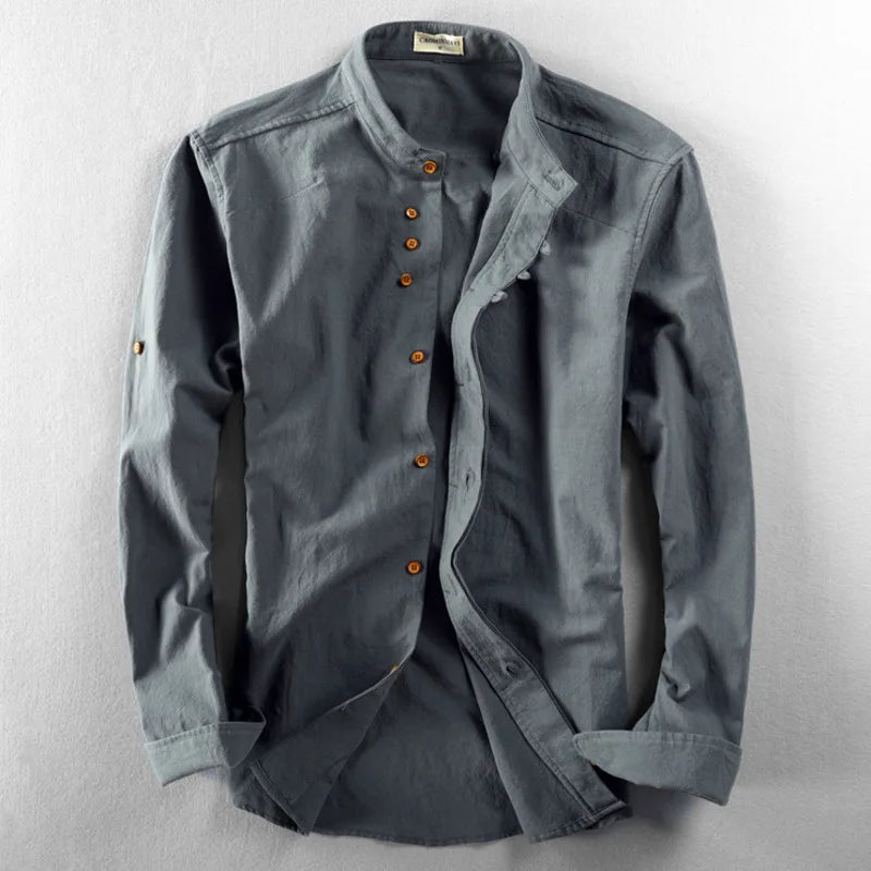 Men’s Cotton-Linen Harajuku Shirt-HighTouch