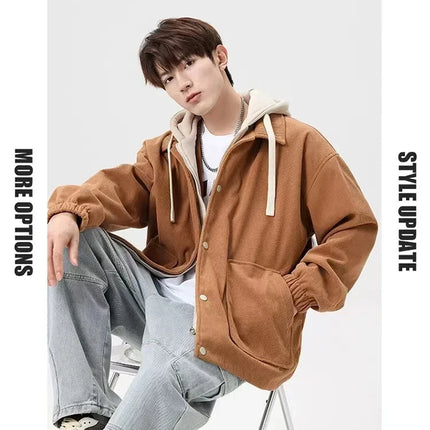 Unisex Oversized Corduroy Hoodie Jacket – Textured Winter Streetwear
