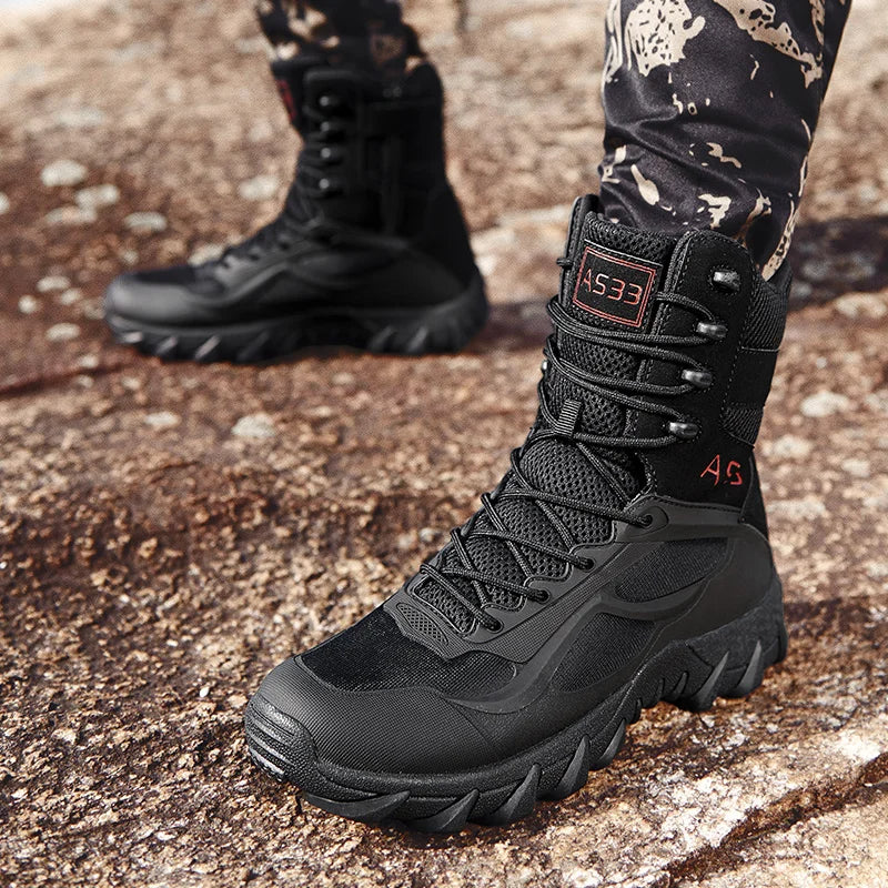Men’s High-Quality Leather Tactical Safety Boots-HighTouch