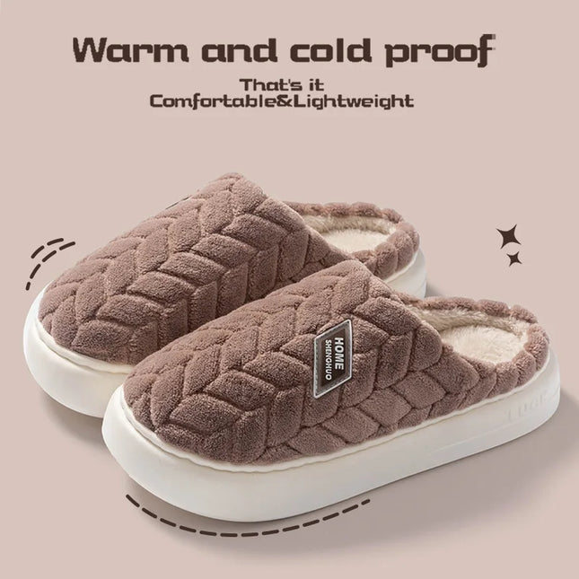 Cotton Plush Women’s Indoor Slippers – Anti-Slip Soft-Bottom Warm Winter Home Footwear