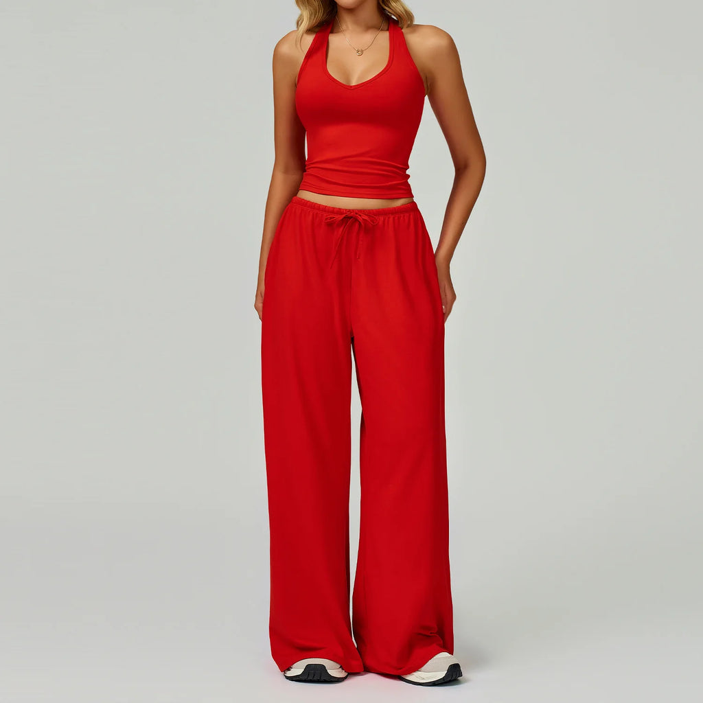 Women’s Hollow-Back Tank & High-Waist Drawstring Pants-HighTouch