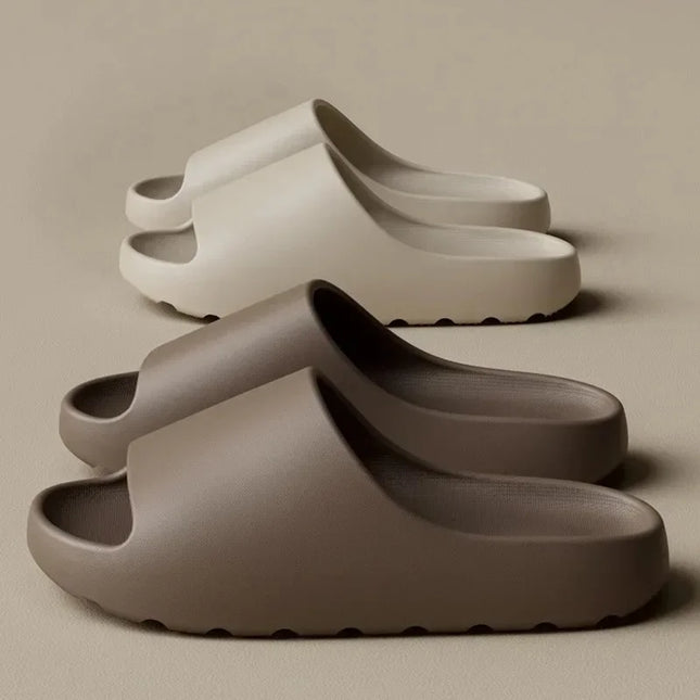Cloud‑Style Thick‑Sole EVA Slides – Plush Cocoa Comfort for Beach or Home