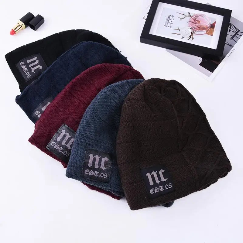 NC Letter Fur-Lined Unisex Knitted Winter Beanie-HighTouch