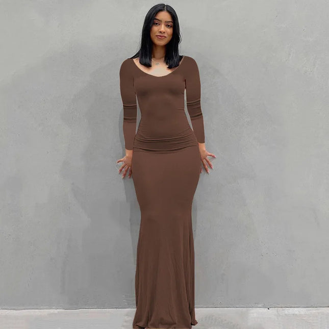 Sexy Spaghetti-Strap Black Trumpet Maxi Dre