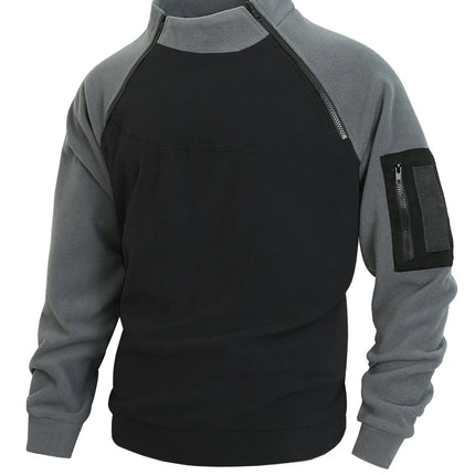 Stand-Up Collar Fitted Long-Sleeve Pullover Hoodie for Men