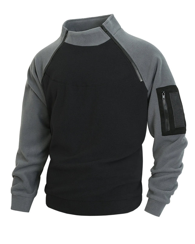 Stand-Up Collar Fitted Long-Sleeve Pullover Hoodie for Men