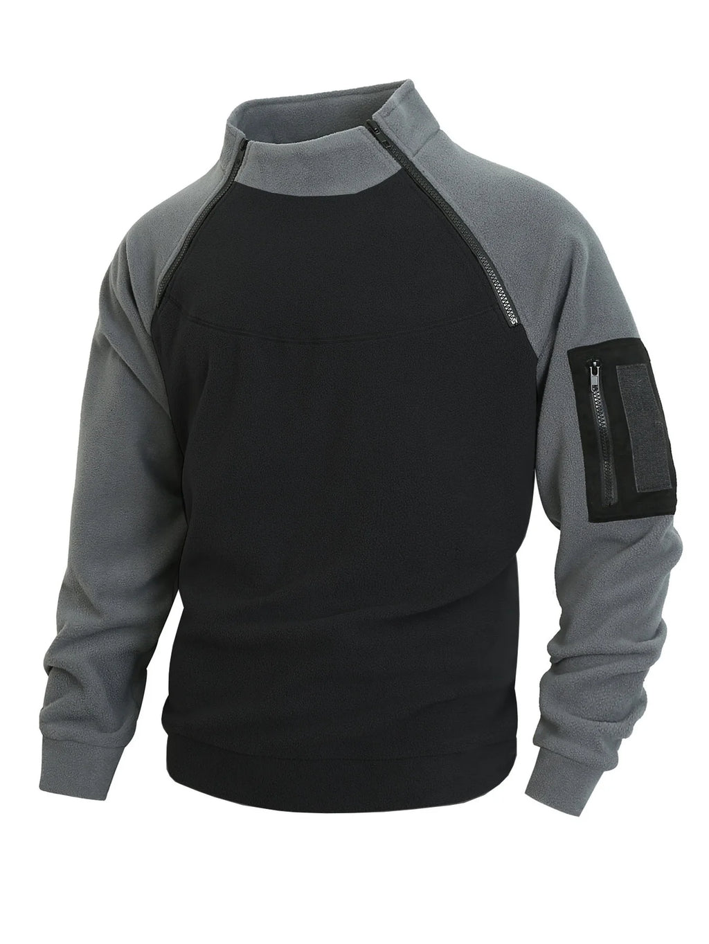 Stand-Up Collar Fitted Long-Sleeve Pullover Hoodie for Men-HighTouch