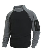 Stand-Up Collar Fitted Long-Sleeve Pullover Hoodie for Men-HighTouch
