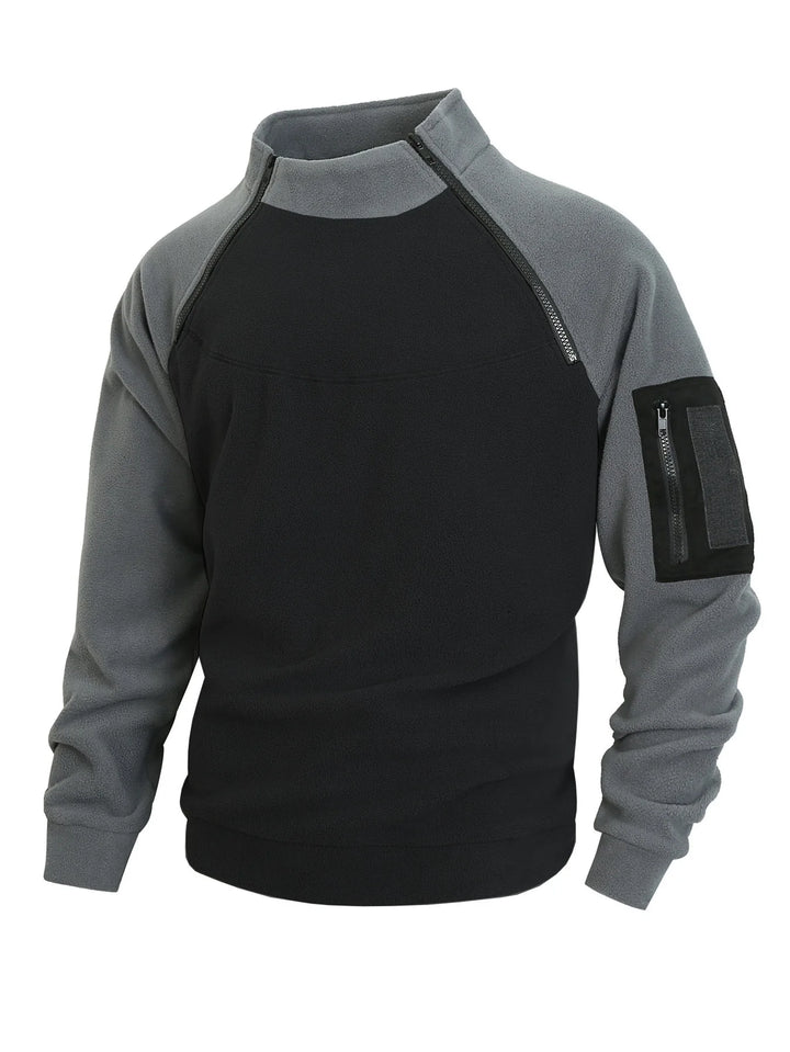 Stand-Up Collar Fitted Long-Sleeve Pullover Hoodie for Men-HighTouch