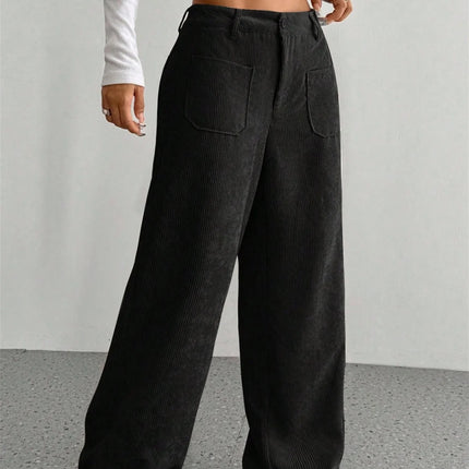 High-Waist Wide-Leg Corduroy Trousers