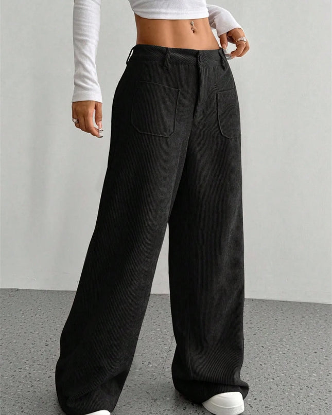 High-Waist Wide-Leg Corduroy Trousers