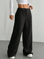 High-Waist Wide-Leg Corduroy Trousers-HighTouch