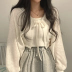 Breathable Lace‑Up Lantern Sleeve Cardigan – Summer Sunscreen Shawl-HighTouch