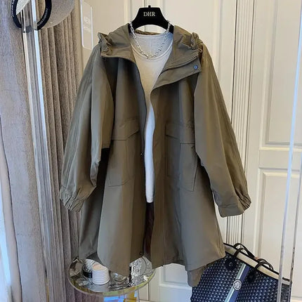 Loose Fit Hooded Trench Jacket Women