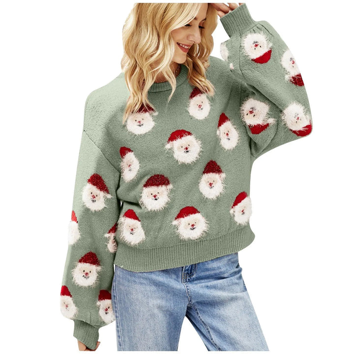 Women's Festive Print Christmas Crew Neck Sweater