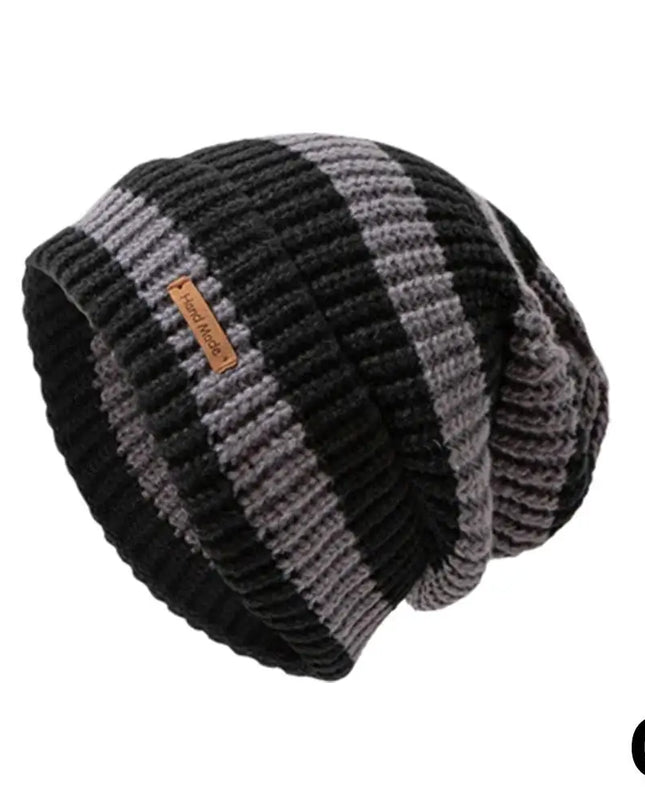 Two-Tone Fur-Lined Knit Beanie