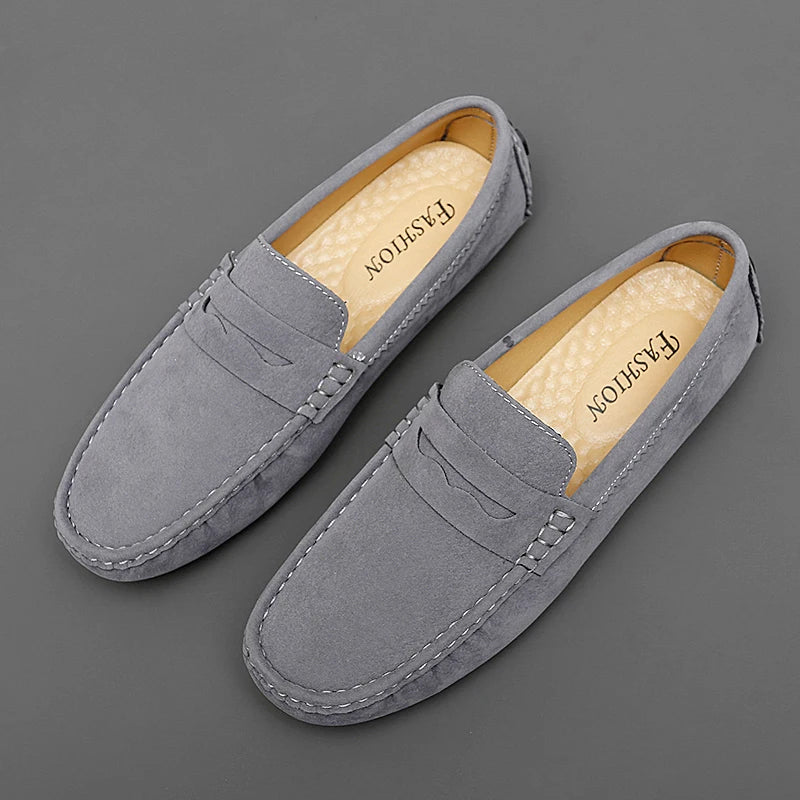 Soft Suede & Leather Slip-On Loafers