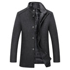 Slim Adjustable Vest Par­ka Men – Windproof Woolen Business Casual Coat-HighTouch
