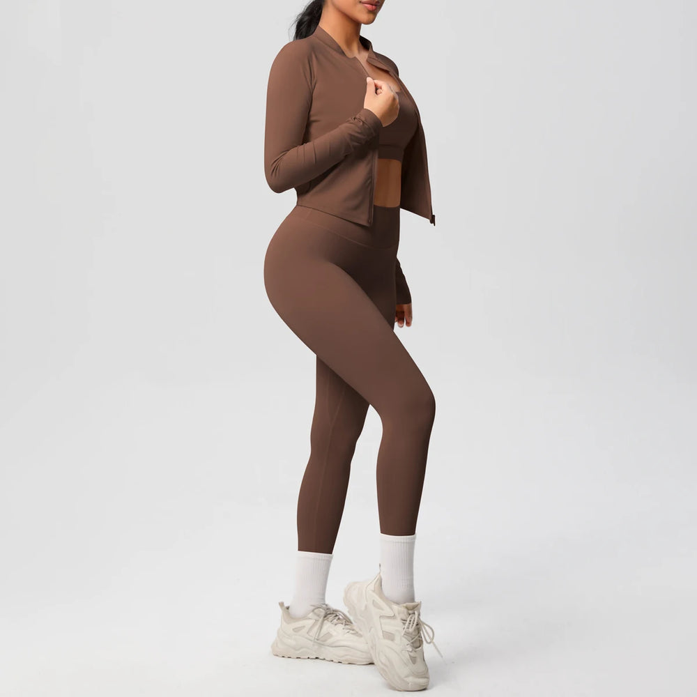 Women Gym Set 3 Piece Workout Outfit Fitness Activewear-HighTouch