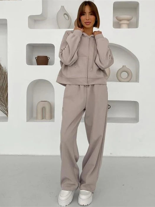 Women’s Zip-Up Hoodie & Pants Set-HighTouch