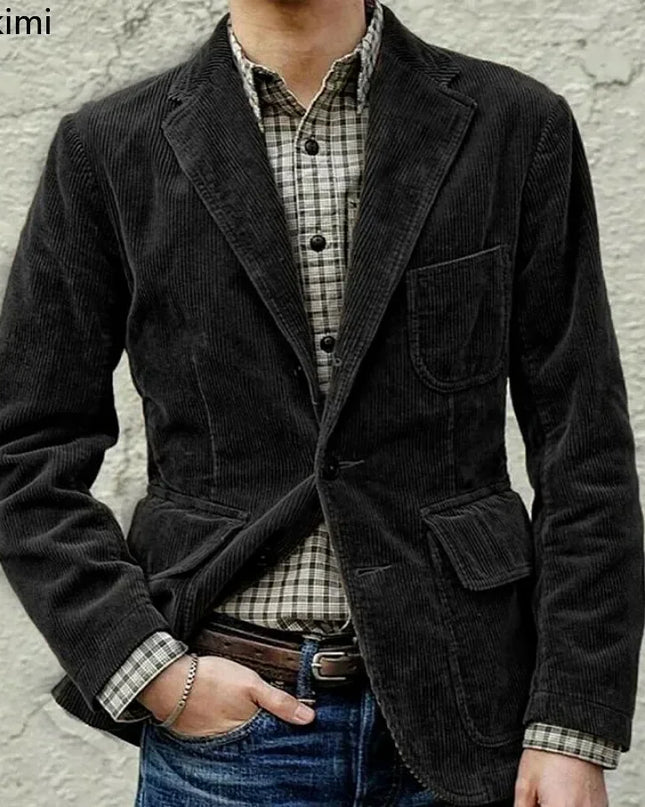 Corduroy Shoulder-Pad Jacket Men