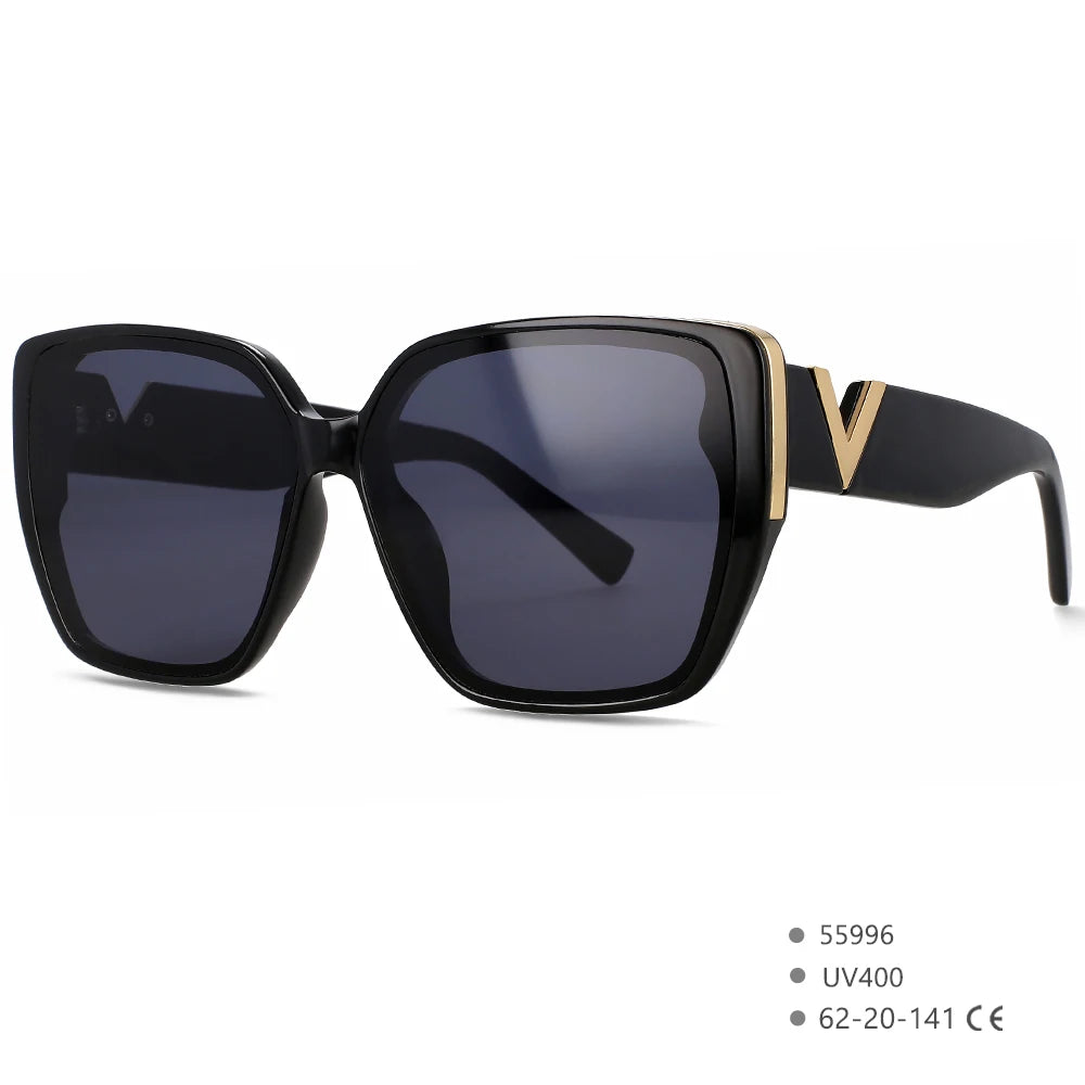 Women’s V-Logo Mirror Retro Sunglasses-HighTouch