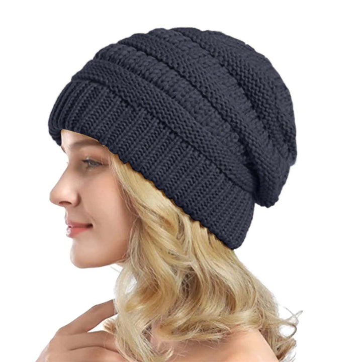 Chunky Wool Cuffed Knit Beanie-HighTouch