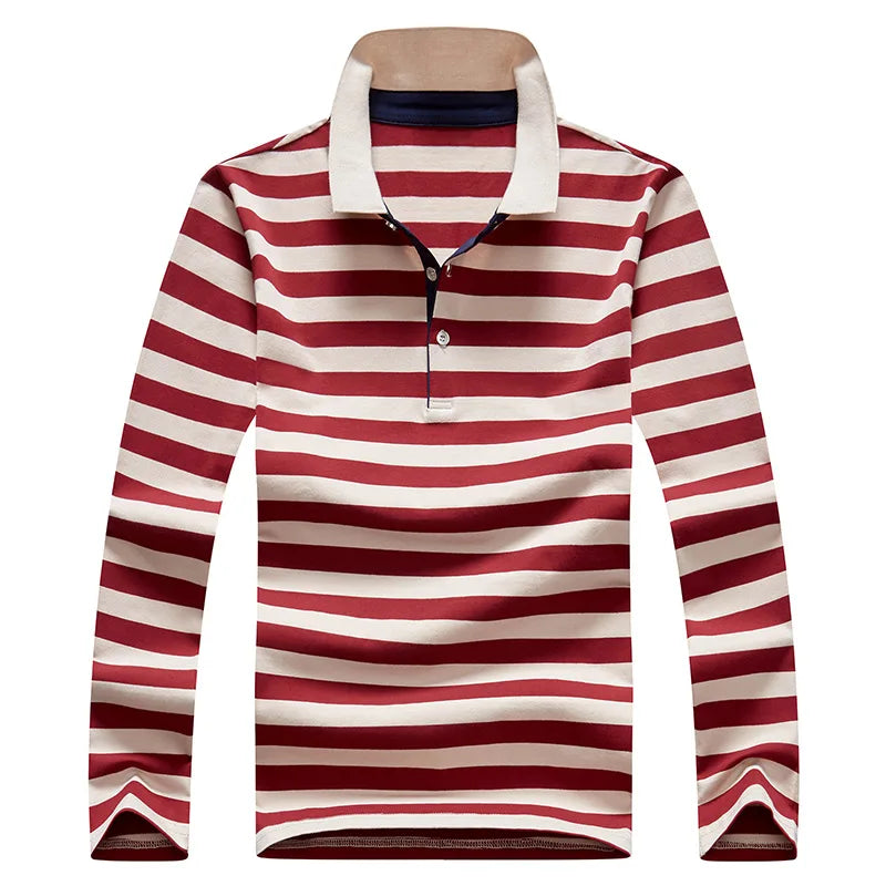 Spring Men Polo Shirt Cotton Long Sleeve Stripe Polo Shirt Men Autumn Embroidery Casual Fashion Polo Shirt Business T-shirts Men-HighTouch