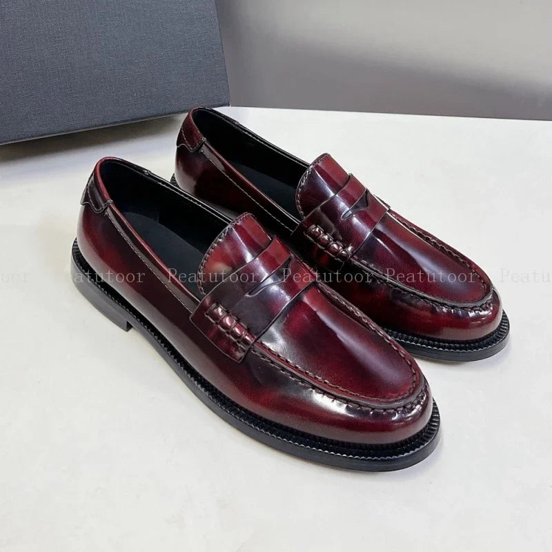 Leather Slip-On Loafers-HighTouch