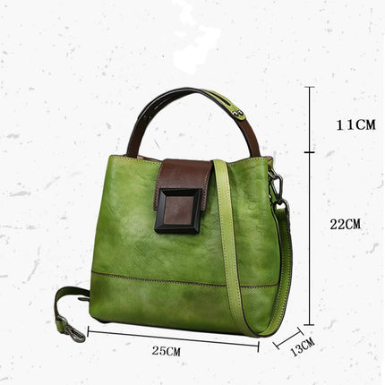 Top-Grain Leather Bucket Bag for Women ‒ Handmade Designer Office & Travel Purse