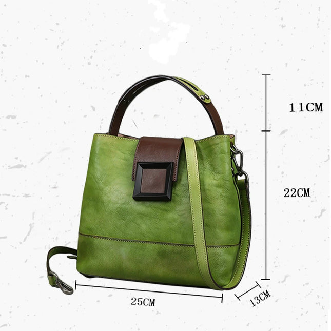 Top-Grain Leather Bucket Bag for Women ‒ Handmade Designer Office & Travel Purse