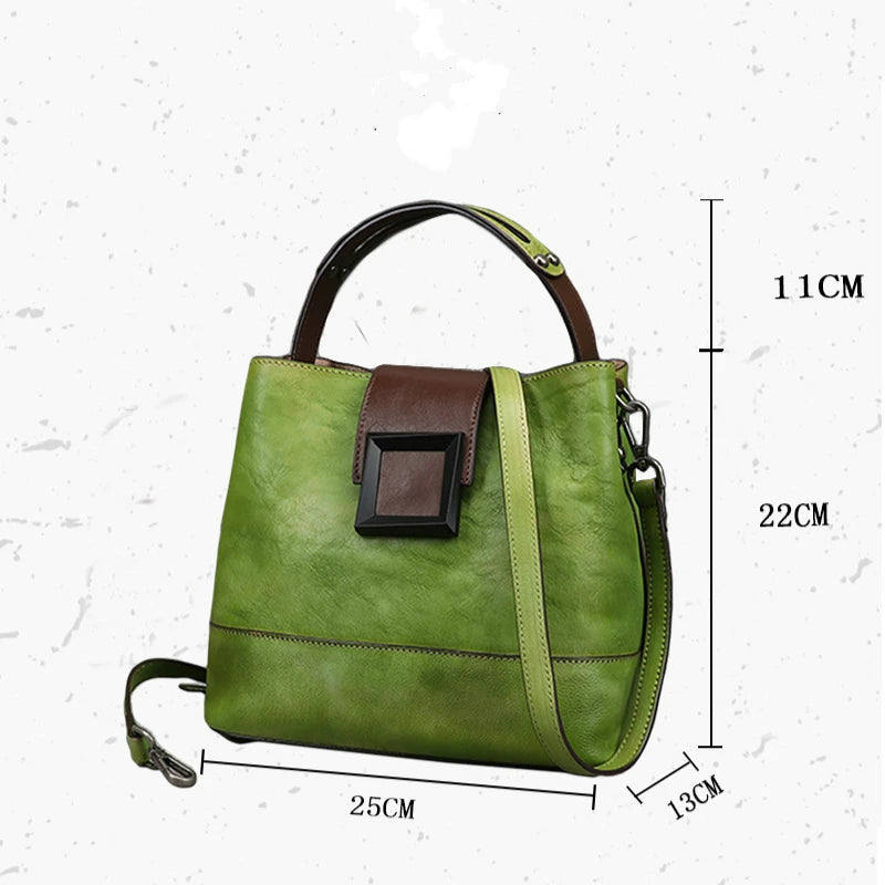 Top-Grain Leather Bucket Bag for Women ‒ Handmade Designer Office & Travel Purse-HighTouch