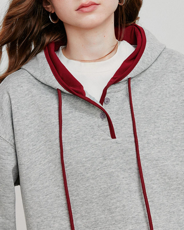 Women’s Embroidered Contrast Color Hoodie