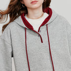 Women Embroidered Pullover Hoodie Contrast Color Casual-HighTouch