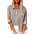 Women’s Long Sleeve Cotton-Linen Shirt