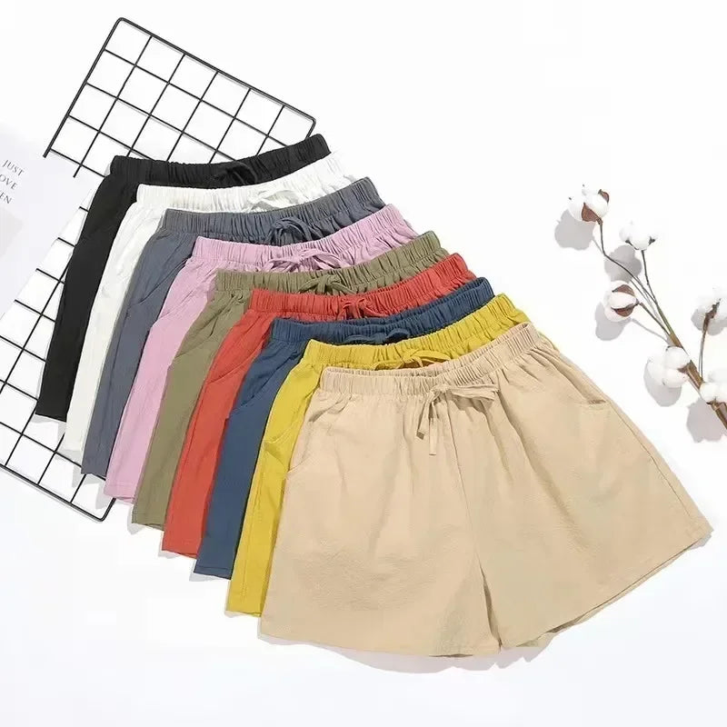 Women’s Cotton‑Linen Wide‑Leg Beach Shorts-HighTouch