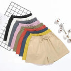 Women’s Cotton‑Linen Wide‑Leg Beach Shorts-HighTouch