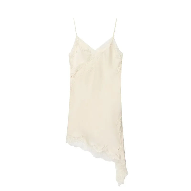 Women’s Satin Backless Mini Dress – Sexy Lace Slip Party Dress-HighTouch