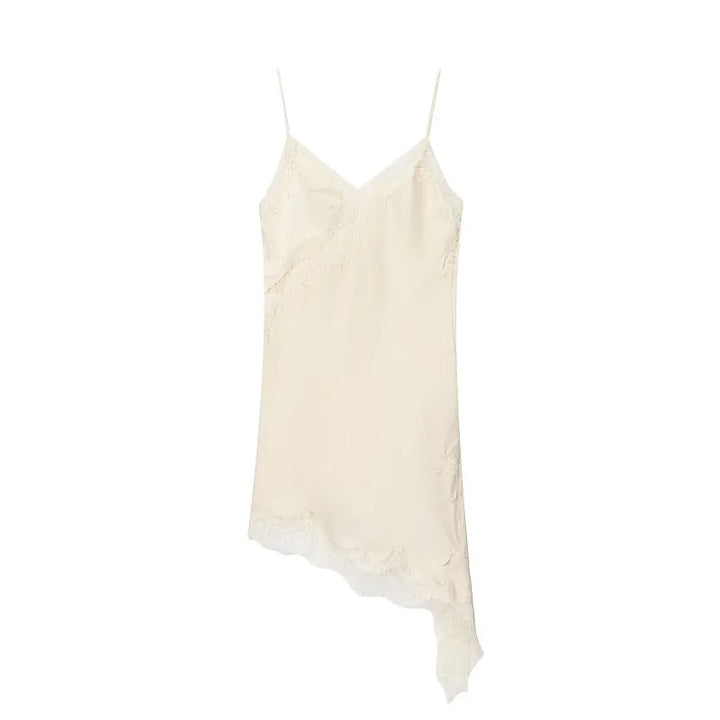 Women’s Satin Backless Mini Dress – Sexy Lace Slip Party Dress-HighTouch