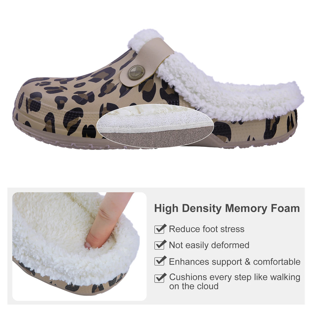 Fuzzy EVA Clogs Unisex – Waterproof Warm Plush Winter House & Garden Slippers